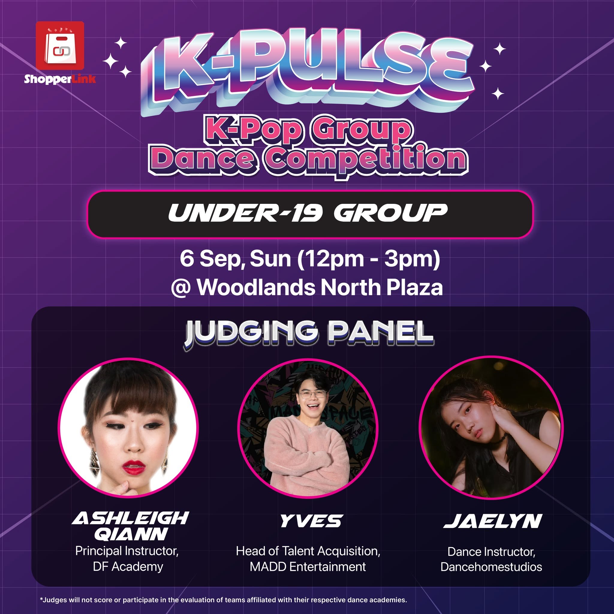Under-19 Group qualifier judging panel at Woodlands North Plaza