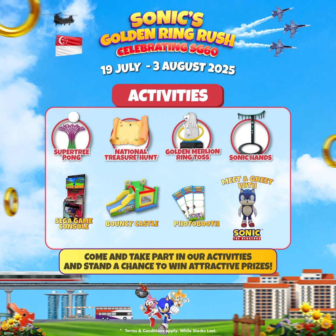 Sonic's Golden Ring Rush event banner with Sonic and event details