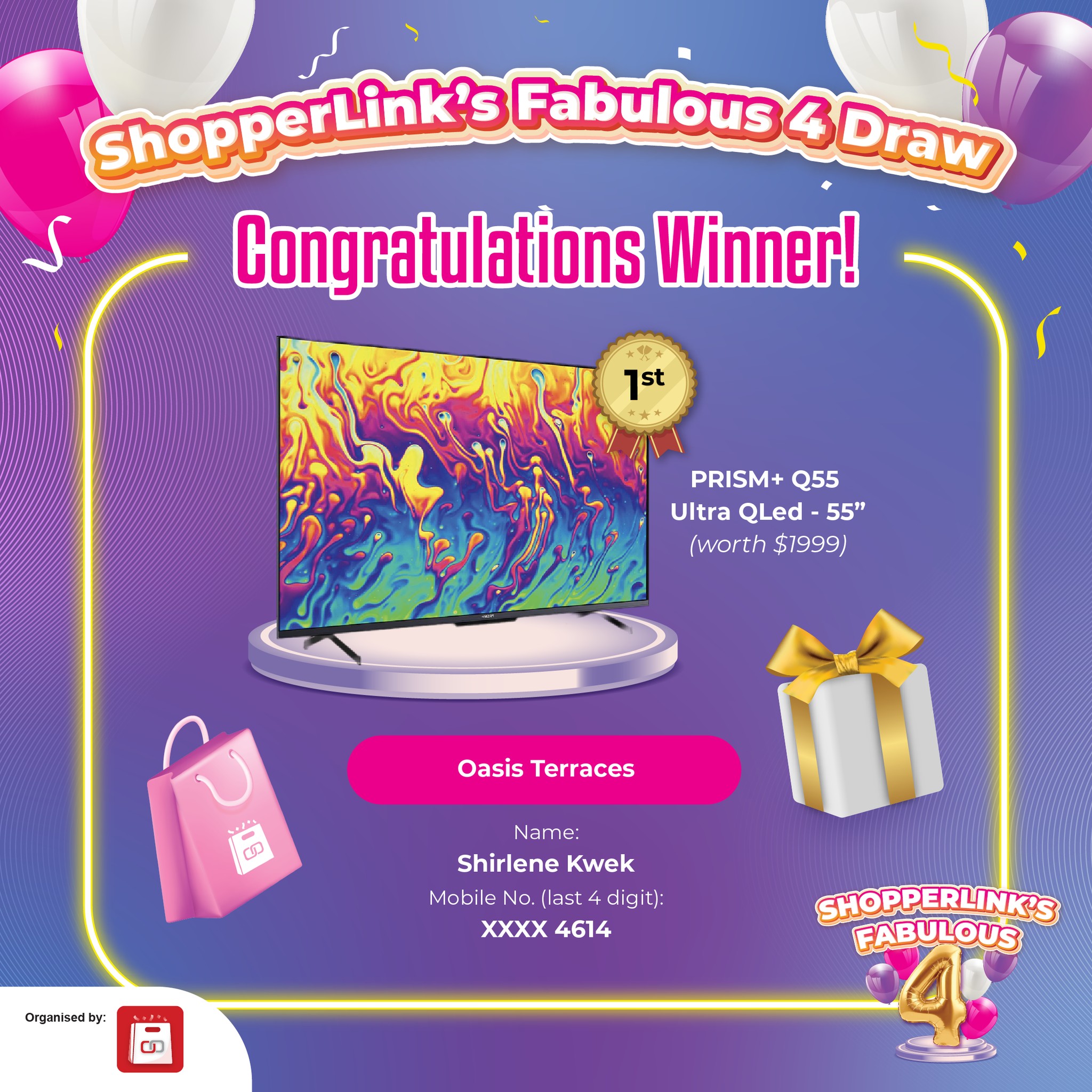 Grand prize winner in ShopperLink's Fabulous 4 Draw