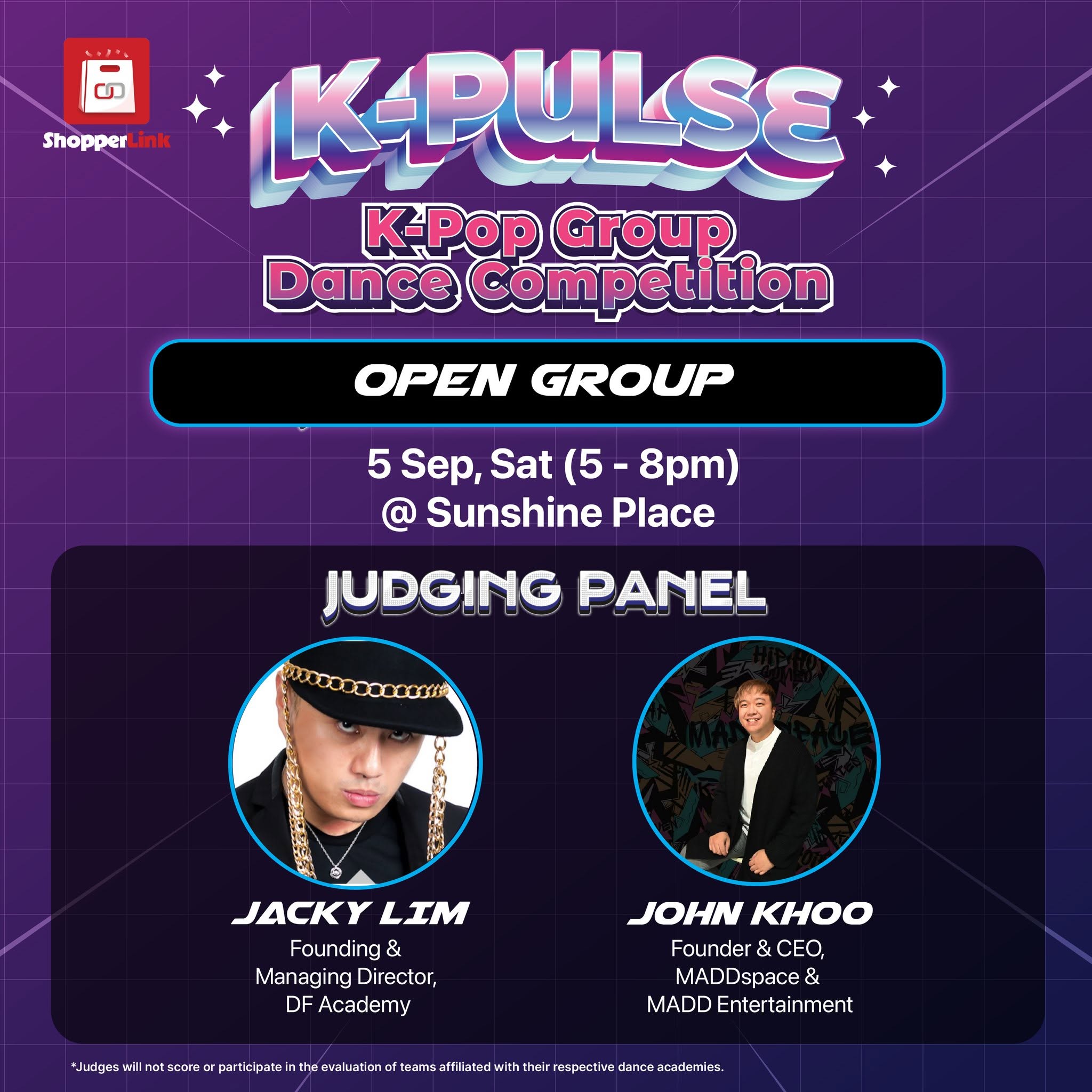 Open Group qualifier judging panel at Sunshine Place