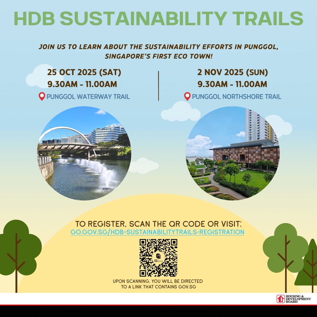 Scenic view of Punggol Waterway with modern architecture and lush greenery.