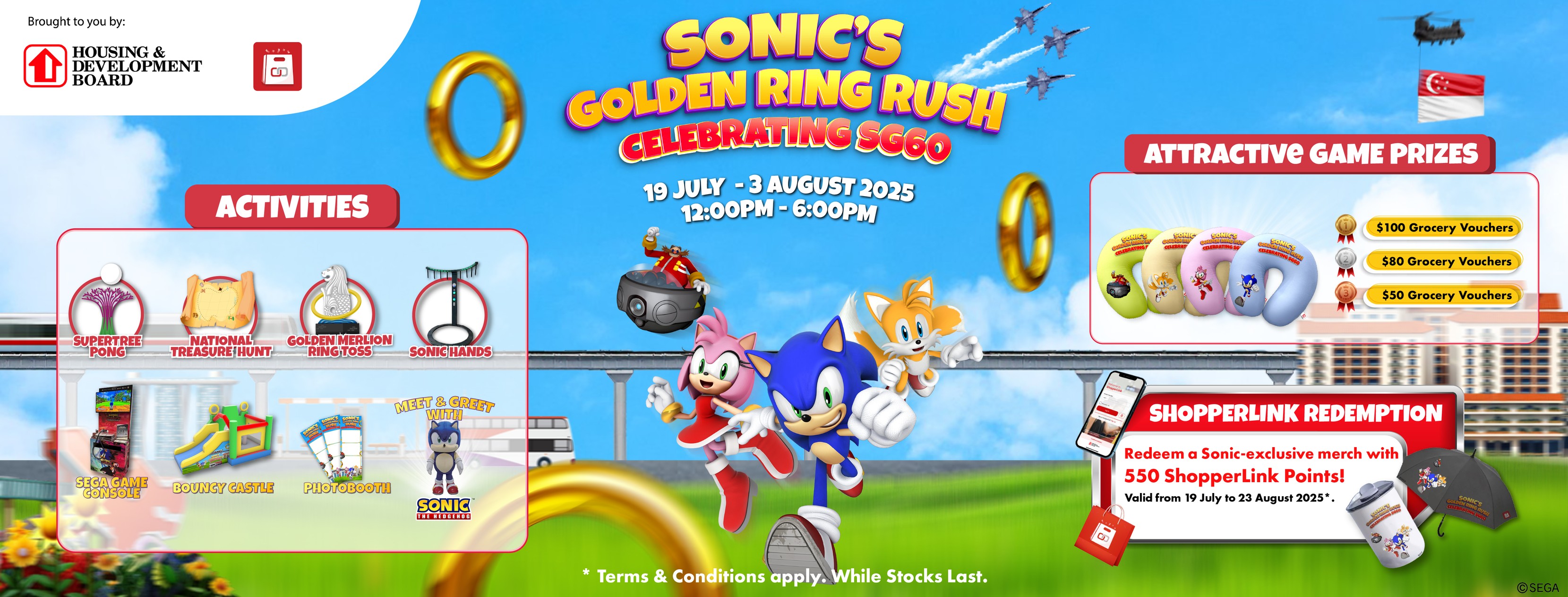Sonic the Hedgehog mascot celebrating Singapore's 60th National Day