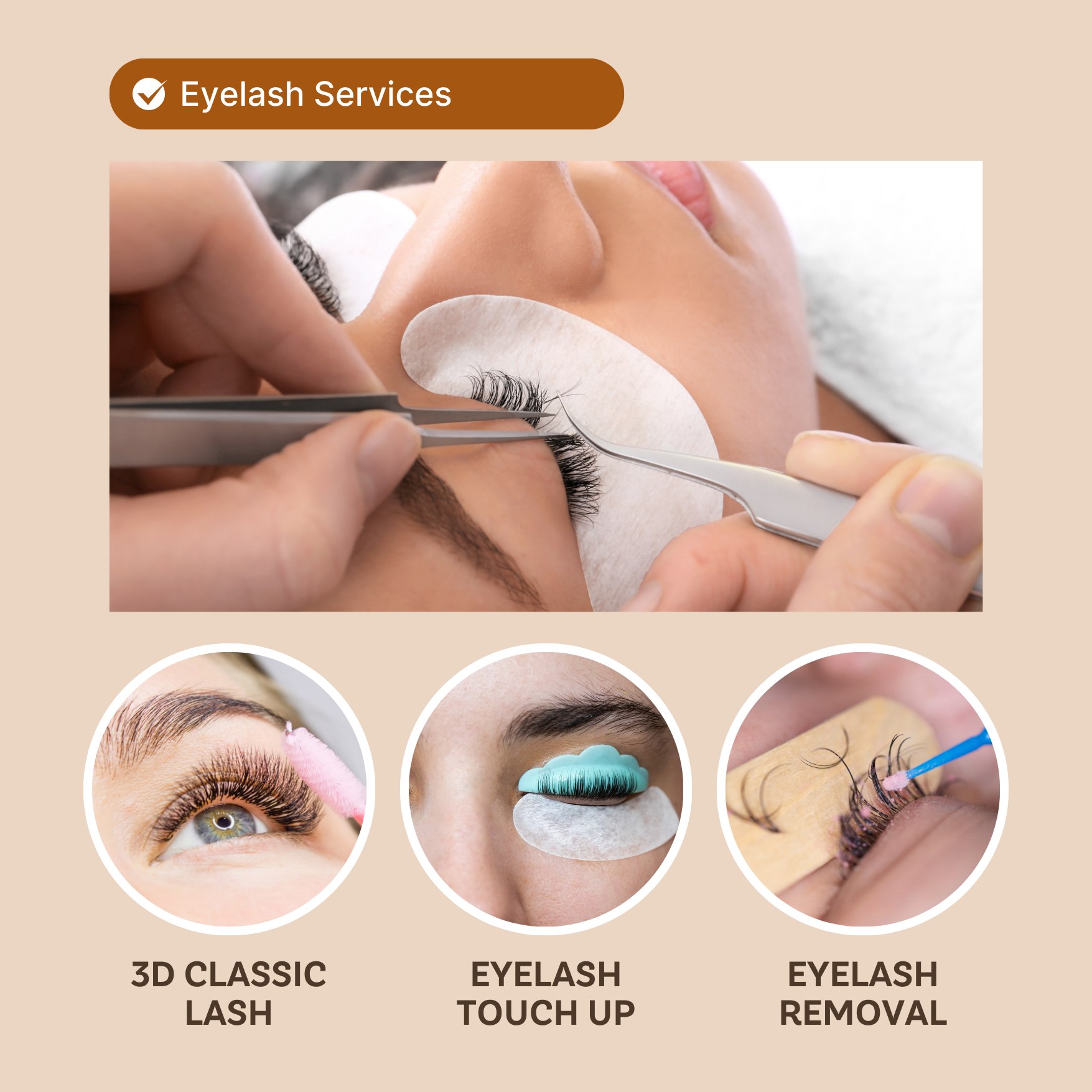 Close-up of natural-looking lash extensions