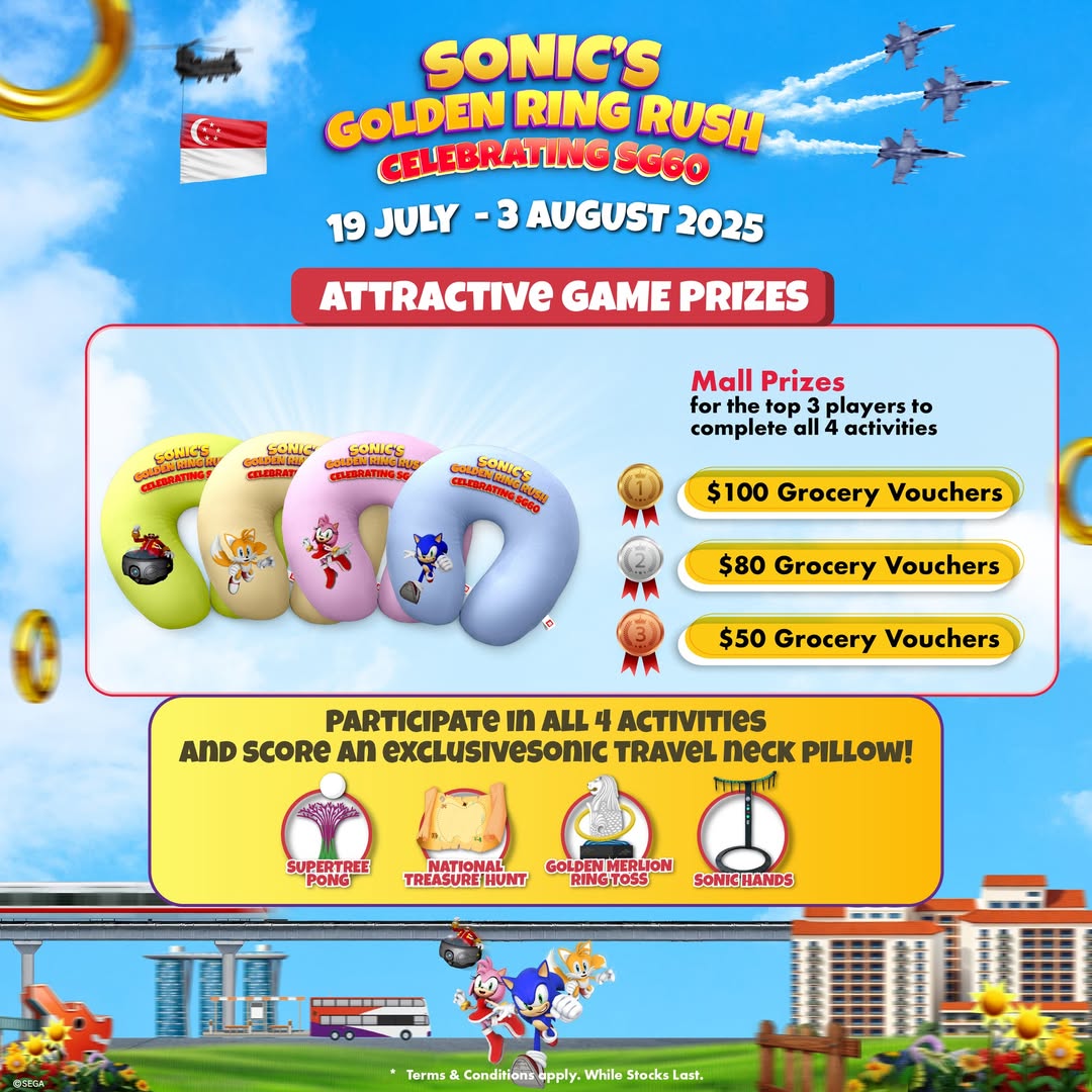 Promotional image featuring Sonic the Hedgehog for the Golden Ring Rush event