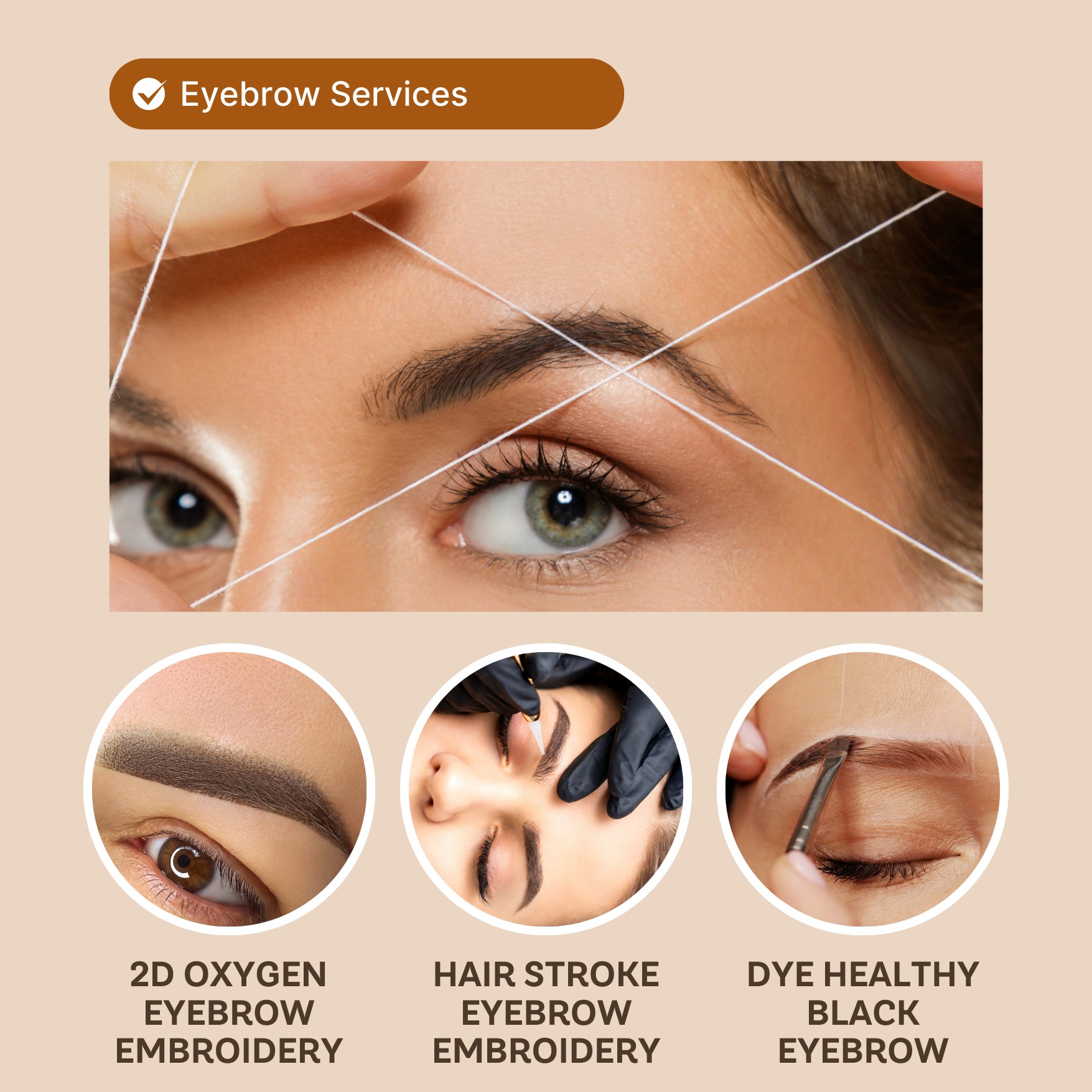 Expert performing eyebrow embroidery