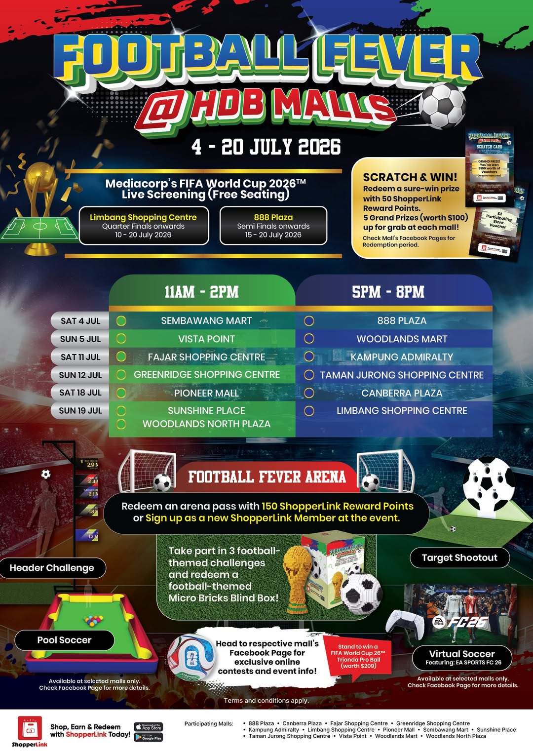 Football Fever at HDB Malls 4-20 July 2026 with FIFA World Cup Screenings