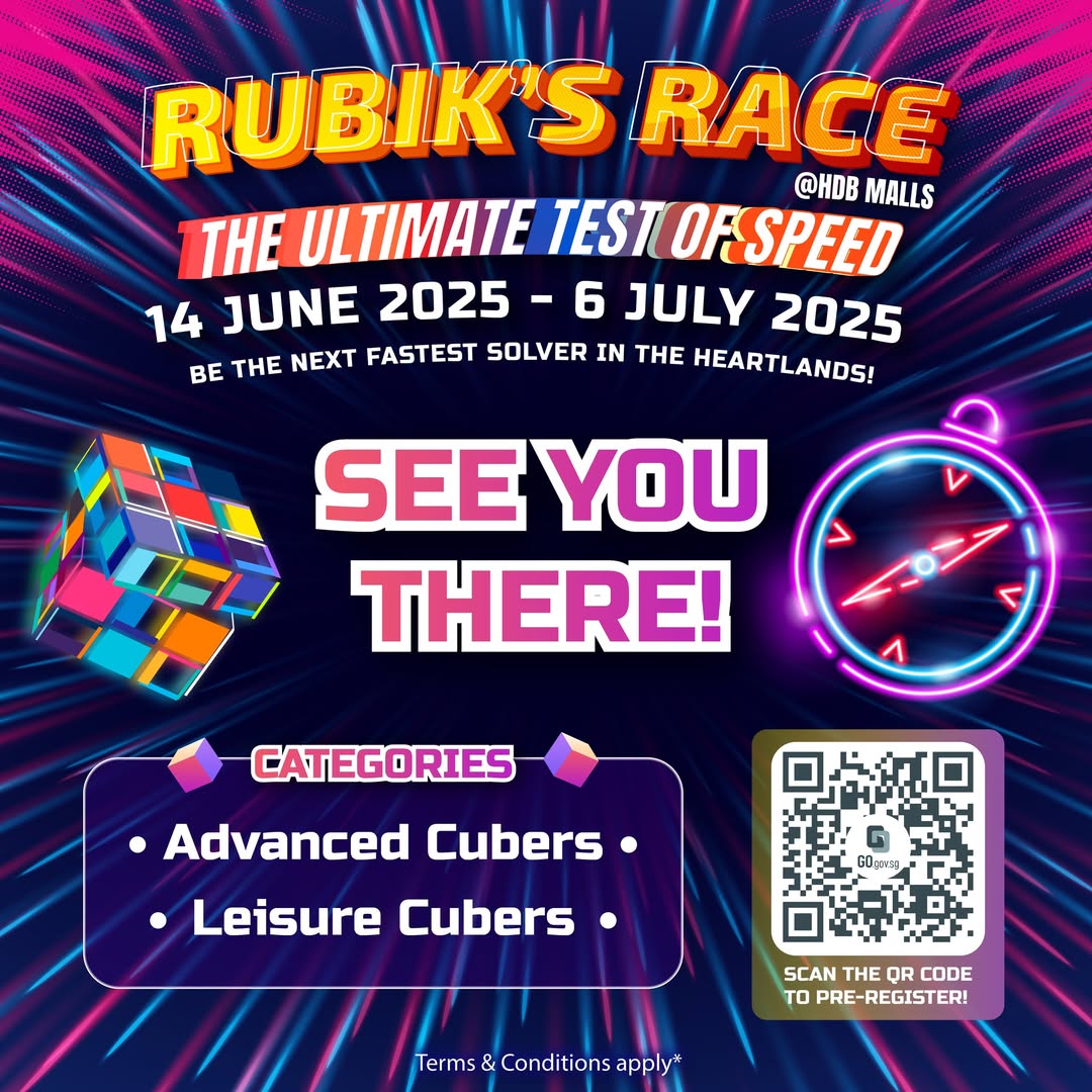 A pair of hands rapidly solving a Rubik's Cube on a Rubik's Race board.