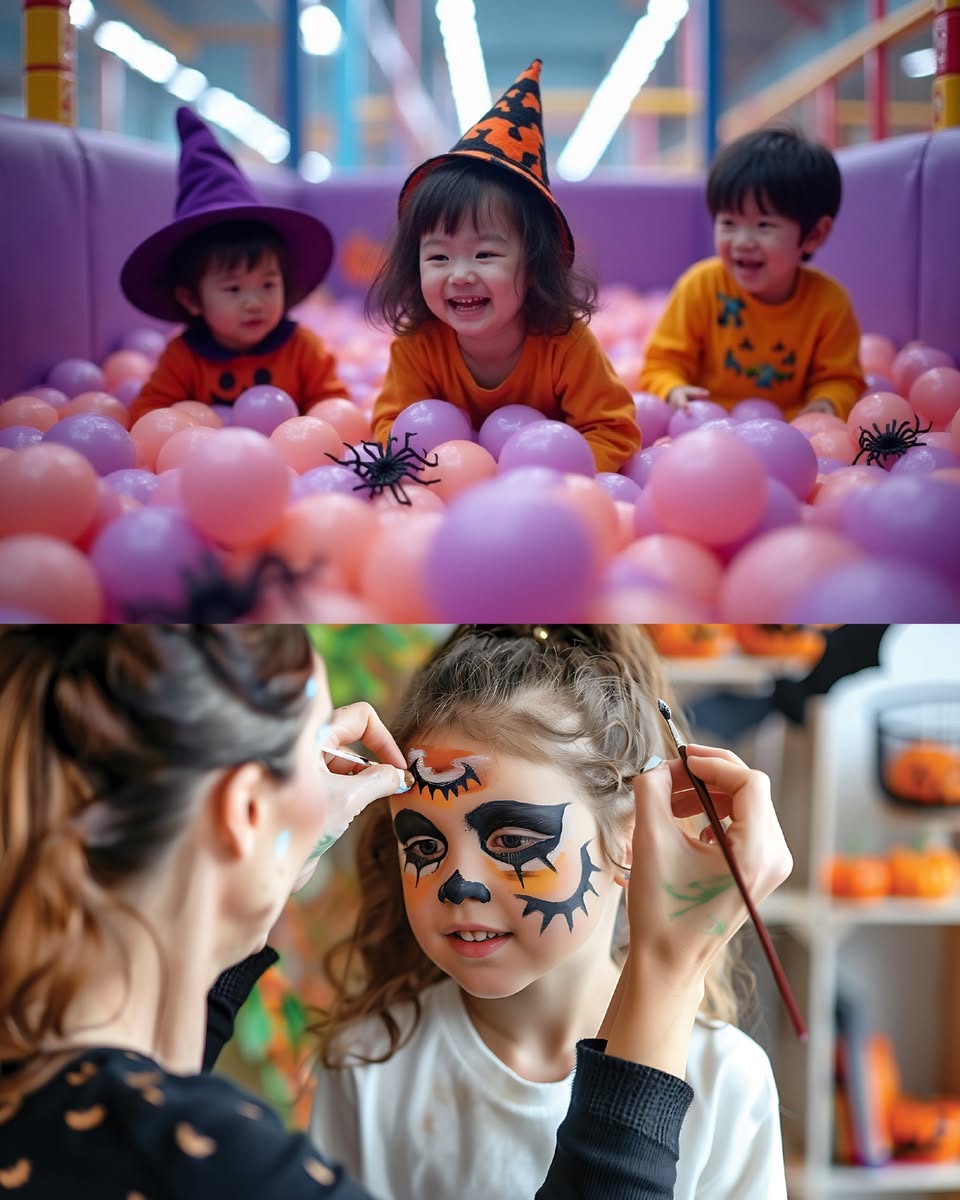 A festive Halloween-themed setup at ShopperLink Mall