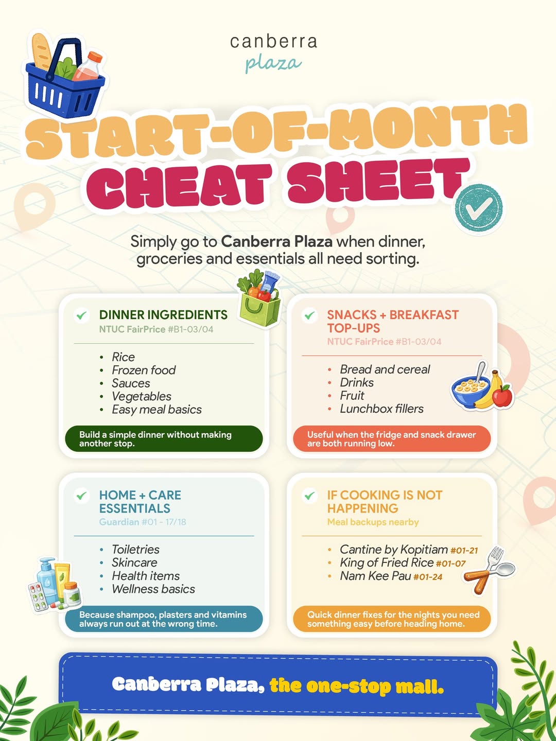 Canberra Plaza August Cheat Sheet: Groceries, Essentials and Dinner Options