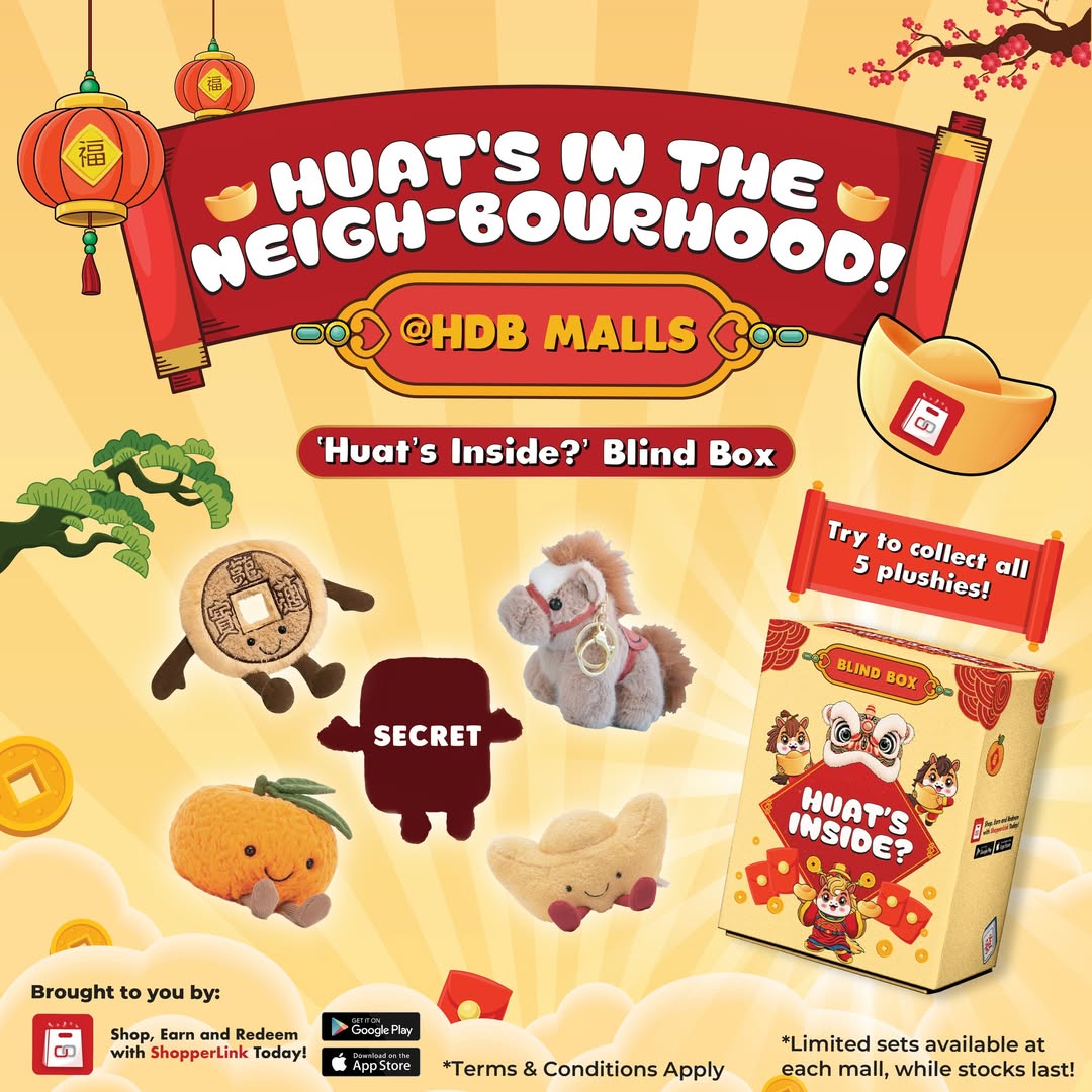 A collection of festive Huat's in the Neigh-bourhood plushies