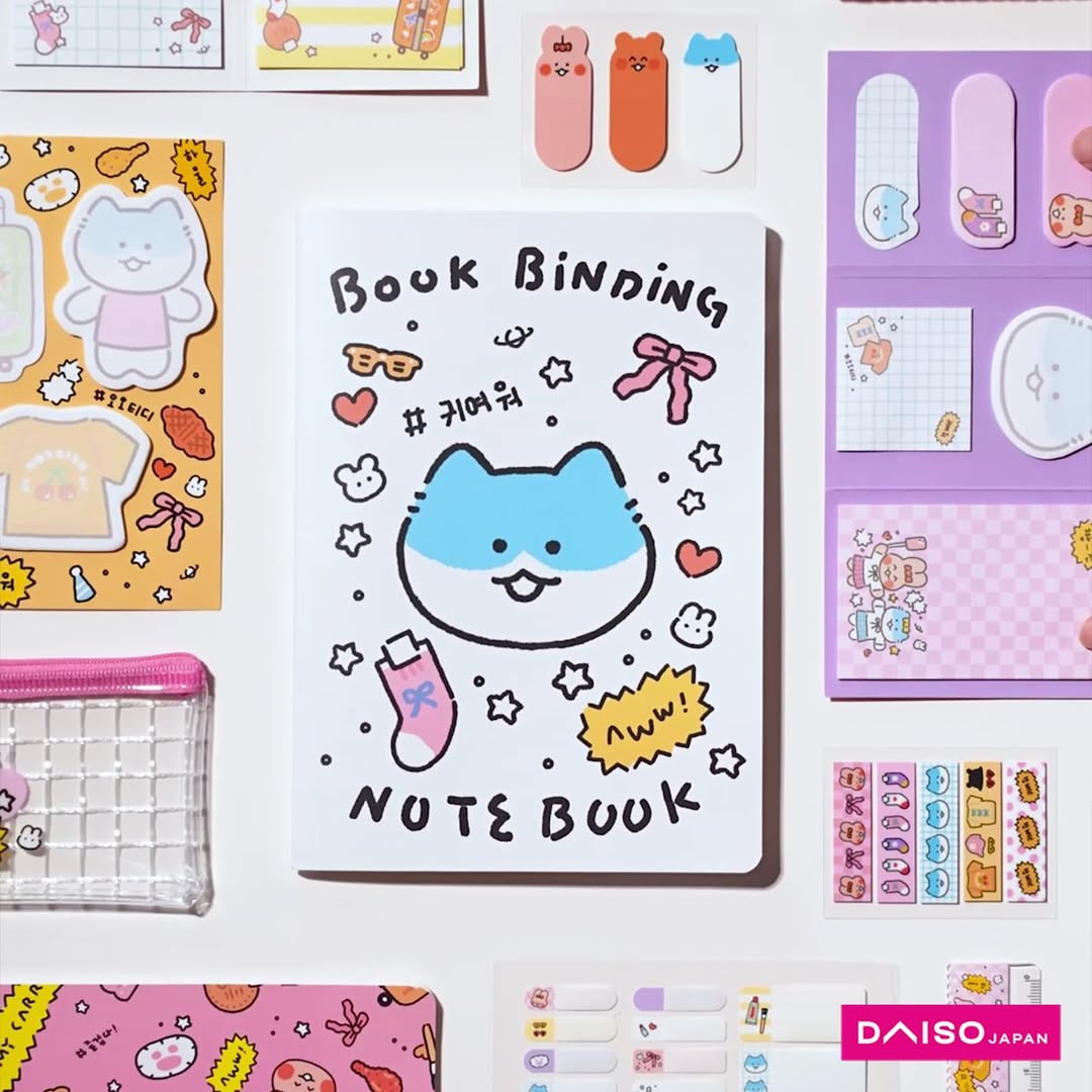 A delightful assortment of character-themed stationery items from Daiso Singapore's new Korean collection.