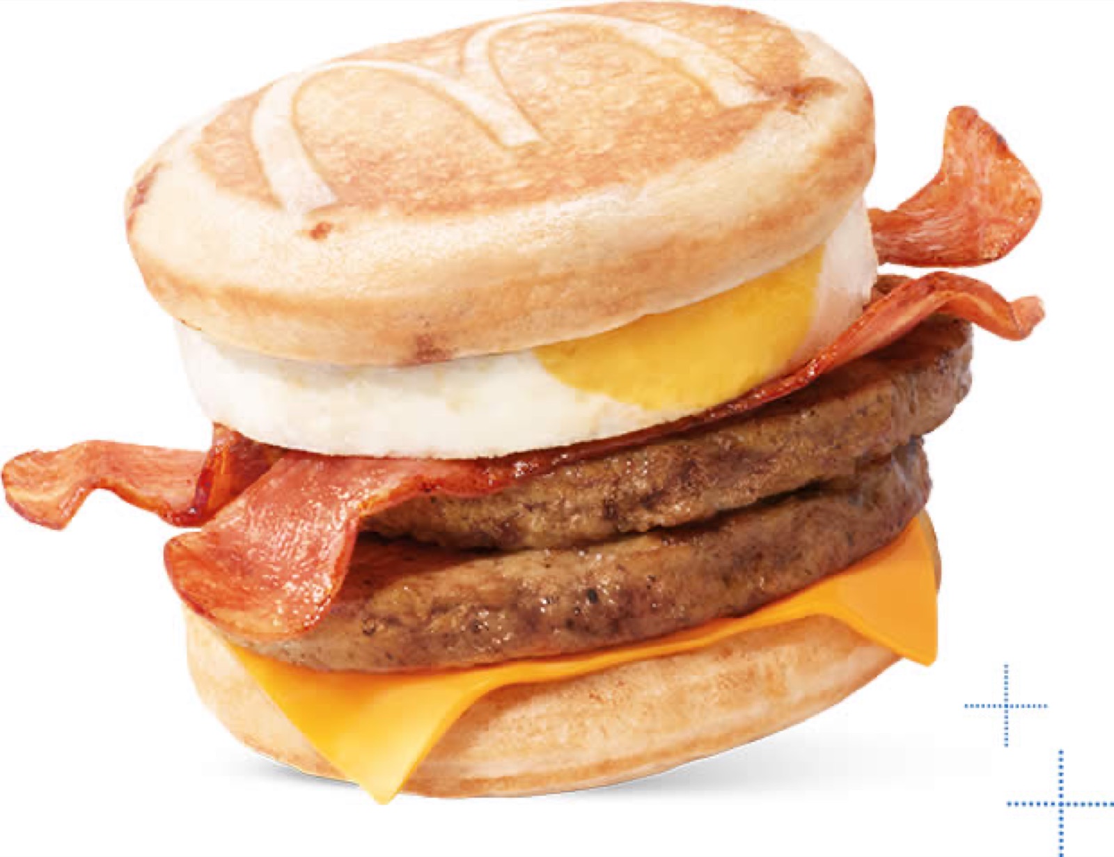 McGriddles Stack with two chicken sausage patties, egg, cheese and chicken bacon