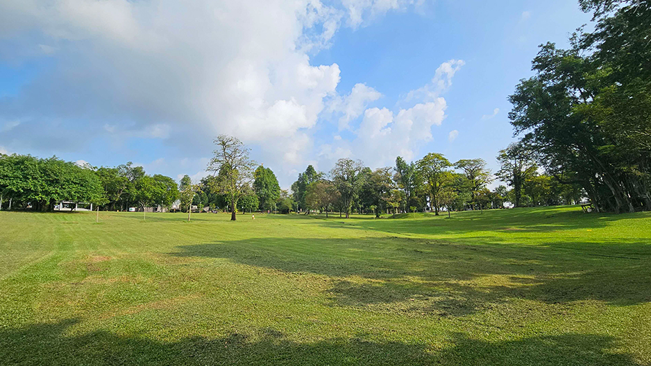 Lawn at Sembawang Park, where a section is fenced for construction until 30 June 2027