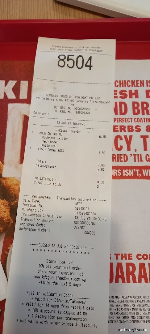 KFC - Menu