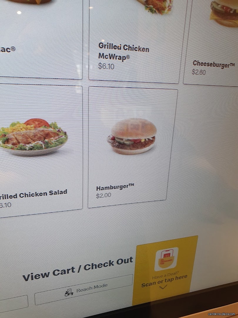 McDonald's Canberra Plaza - Menu