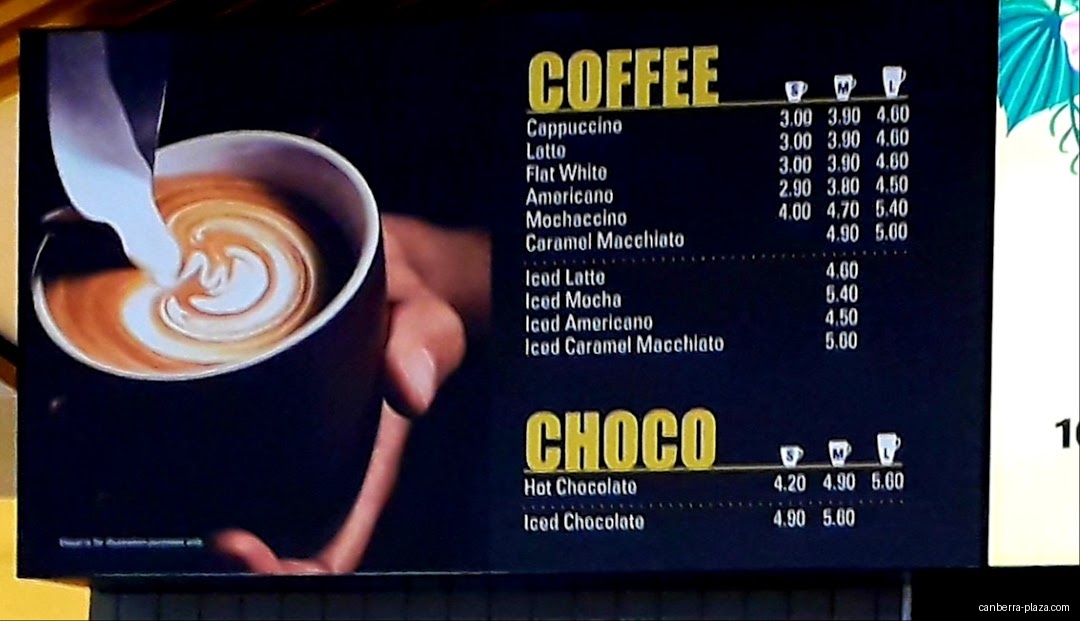 McDonald's Canberra Plaza - Menu