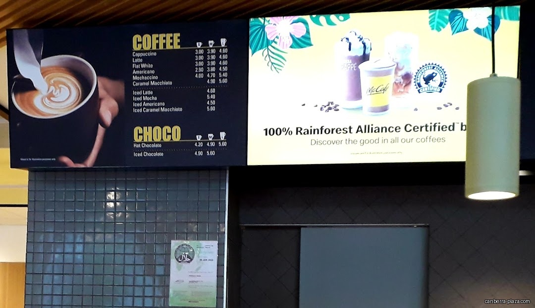 McDonald's Canberra Plaza - Menu