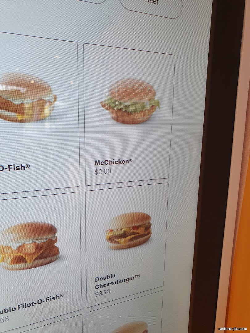McDonald's Canberra Plaza - Menu
