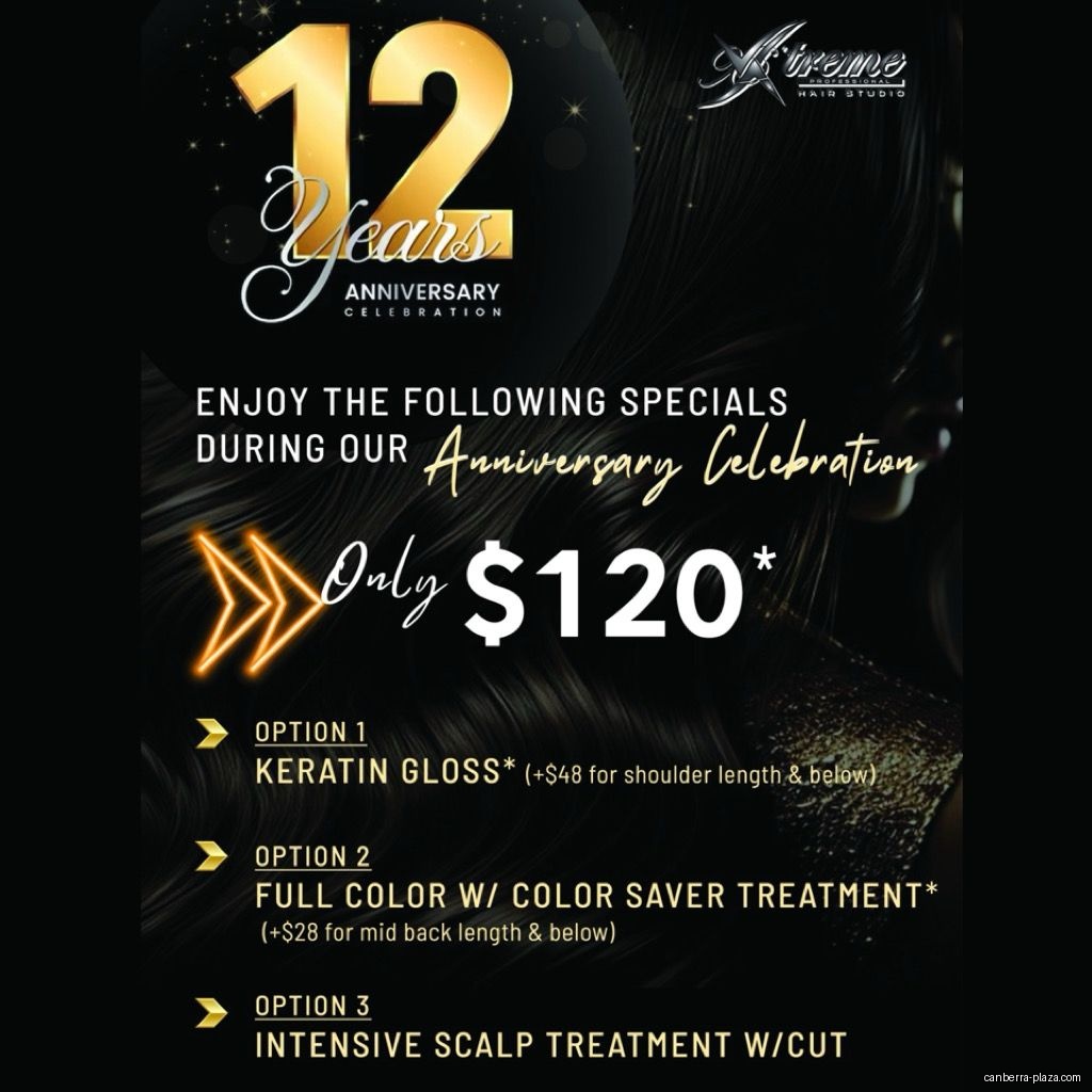 Xtreme Professional Hair Studio - Canberra - Menu